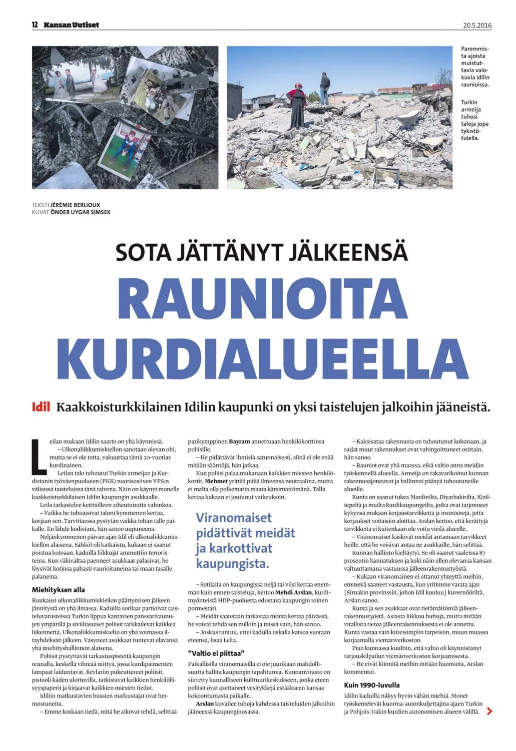 Kansan Uutiset — tear sheet